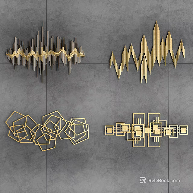 Modern Golden Geometric Wall Decor With Abstract Patterns And Artistic Design 3d model 
