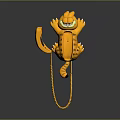 Yellow Garfield Shaped Cartoon Telephone With Handset And Coiled Cord Design