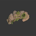 Modern Rock Landscape Decor With Vibrant Green Plants And Artistic Design Elements