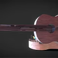 Cartoon Style Guitar Shaped Open Interior Scene with Ladder Table Chairs Decorative Pictures and Lights