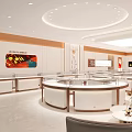 Jewelry Store With Elegant Interior Circular Display Counters And Bright Lighting 3d model