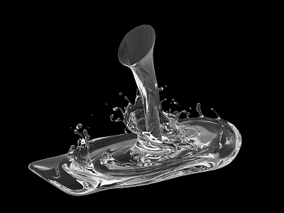 Transparent Garden Ornament With Flowing Liquid Form And Splashing Water Elements 3d model