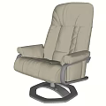 Beige Leather Office Chair With High Backrest Armrests And Metal Base