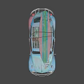 Vintage Blue Volkswagen Beetle With Roof Rack And Decorative Emblems