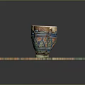 Traditional Ornate Decorative Hand Drums On Colorful Patterned Square Mat