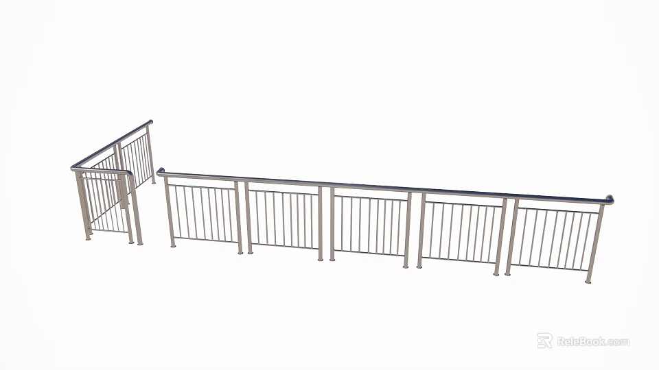 Stainless Steel Railing With Vertical Bars For Staircase And Platform 3d model