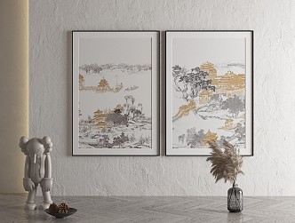 New Chinese Landscape Painting Decorative Painting 3d model