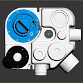 Industrial Mechanical Device With White Main Body Black Connecting Parts And Blue Components