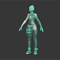 Humanoid Creature Character with Pink Hair Mask and Black Red Decorative Combat Outfit