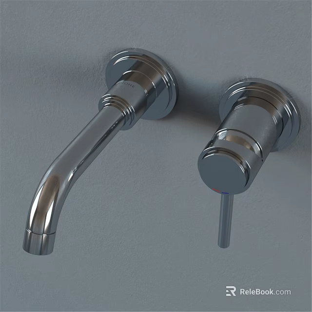 Wall Mounted Silver Chrome Faucet Modern Design For Bathroom Or Kitchen 3d model 