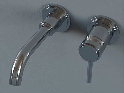 Wall Mounted Silver Chrome Faucet Modern Design For Bathroom Or Kitchen 3d model