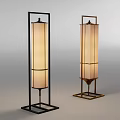 Modern Elegant Floor Lamps With Black And Gold Metal Frames And White Fabric Shades