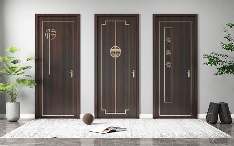 New Chinese Style Flat Door 3d model