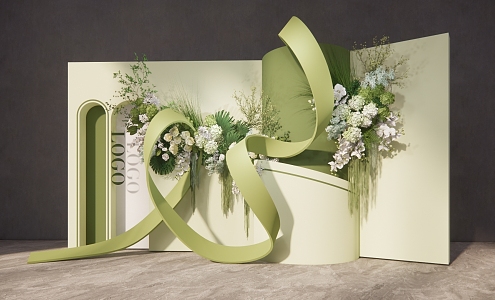 Modern Meichen avocado green Wedding Welcome Area Floriculture Meichen 3d model