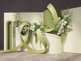 Modern Meichen avocado green Wedding Welcome Area Floriculture Meichen 3d model