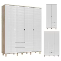Modern White Wooden Wardrobe With Multiple Doors Drawers And Sleek Design