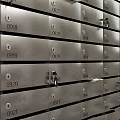 Metal Decorative Ornament Set With Numbered Lockers Arranged On Wall Surface