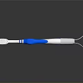 Blue and White Toothbrush with Ergonomic Handle Soft Bristles and Hanging Loop Design