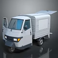 Modern Compact Tricycle Food Truck With Open Doors Cargo Box And Delivery Design