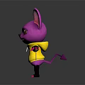 Cartoon Bat Creature Wearing Yellow Hoodie With Purple Body Large Pink Ears And Wings