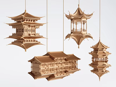 Chinese Traditional Architectural Style Wooden Hanging Ornaments With Exquisite Craftsmanship Design 3d model
