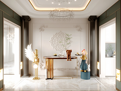 French Entrance Hallway 3d model