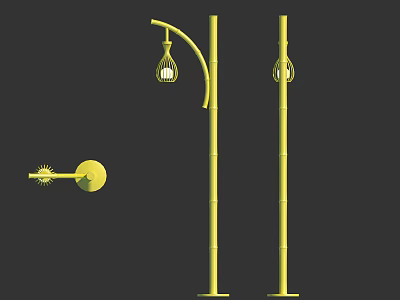 Modern outdoor bamboo floor lamp 3d model