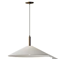 Modern Pendant Light with White Fabric Shade and Wooden Suspension Rod Design