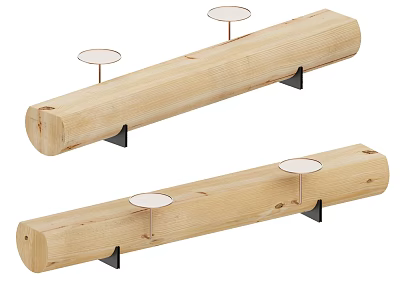 Outdoor Landscape Seats Wooden Log with Metal Brackets Simple Natural Design 3d model