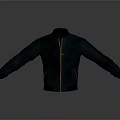 Dark Blue Leather Jacket With Front Zipper Black Cuffs And Casual Design For Daily Use