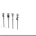 Old Weathered Wooden Utility Poles With Crossarms And Hanging Power Lines