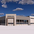 Modern Commercial Plaza Exterior Design with Glass Facade Storefronts and Signage