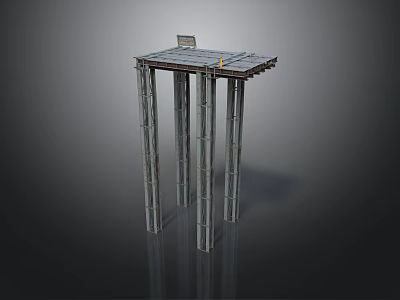 Elevated Metal Platform Structure With Steel Support Columns And Top Deck 3d model
