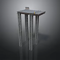 Elevated Metal Platform Structure With Steel Support Columns And Top Deck