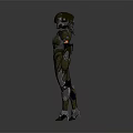 Futuristic Biological Warrior Character In Mechanical Armor With Glowing Red Blue Details