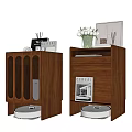 Modern Wooden Nightstands With Glass Door Cabinets Drawers And Decorative Vase Lamp