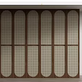 Modern Wooden Wardrobe With Lattice Panel Doors And Elegant Multiple Sections 3d model