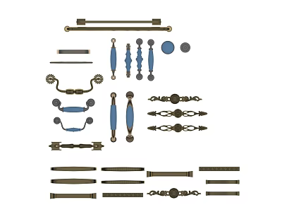Various Styles of Decorative and Modern Door Handles in Different Designs and Colors 3d model