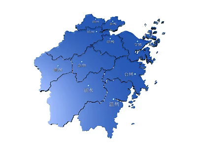 Blue China Map Wall Decoration With Key Cities And Regional Outlines 3d model