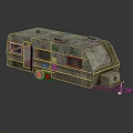 Vintage Weathered Rustic Caravan Trailer Exterior With Windows Door And Hitch