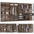Modern Wardrobe Interior Design With Hanging Folded Clothes Bags Shoes And Shelves