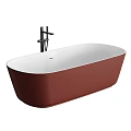 Modern Red Freestanding Bathtub With Matte Surface And Sleek Faucet Design