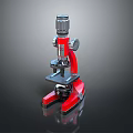 Red Metallic Microscope Industrial Equipment With Precision Lenses And Stable Base