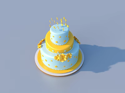 Birthday Cake Pastry Food 3d model