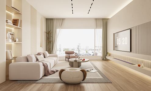 modern living room cream living room 3d model