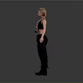 Woman With Braided Hair Wearing Black Crop Top And Cargo Pants Standing Against Gray Background