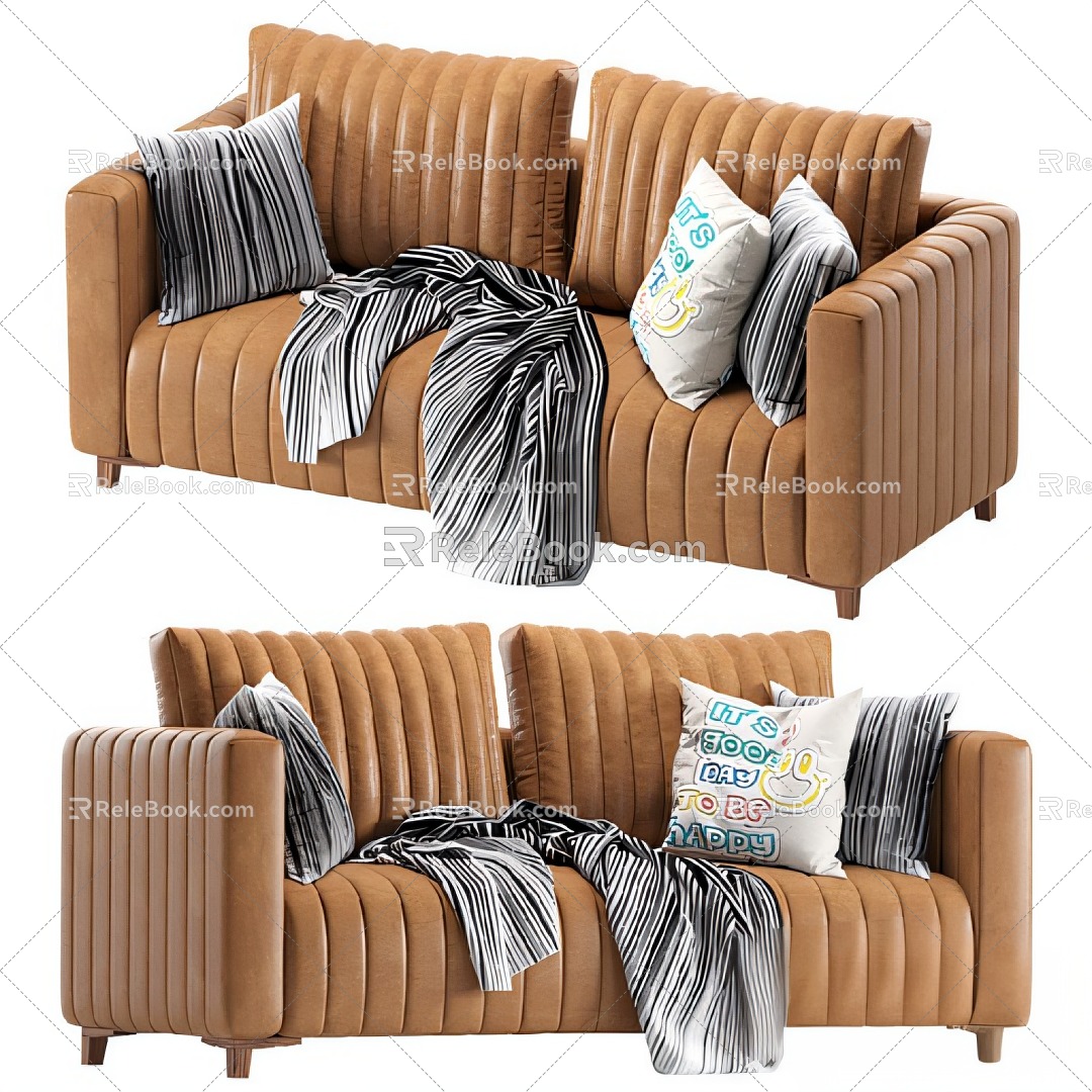 French Double Sofa Pillow Pillow 3d model