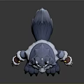 Gray Wolf Themed Game And Movie Character With Red Lining White Fur And Yellow Accessories Standing Pose