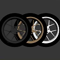 Shiny Car Tires with Black Gold and Silver Alloy Wheels Design
