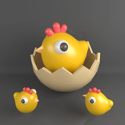 Chicken Cartoon Toys Chick Cock Cock Cock Figurine Wood Carved Wood Carved Cock Cock Cock 3d model